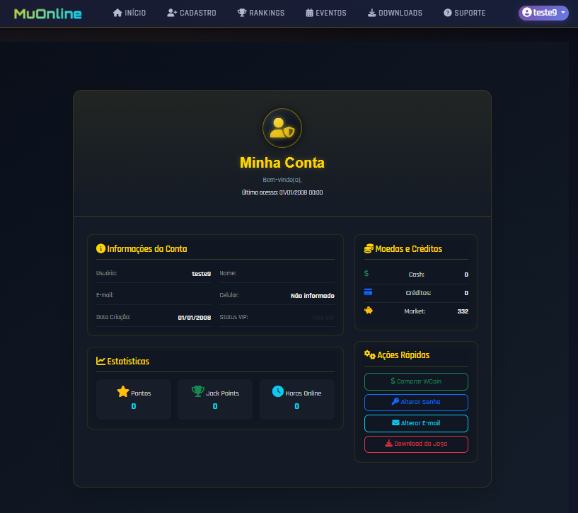 Sistema web Site para MuOnline